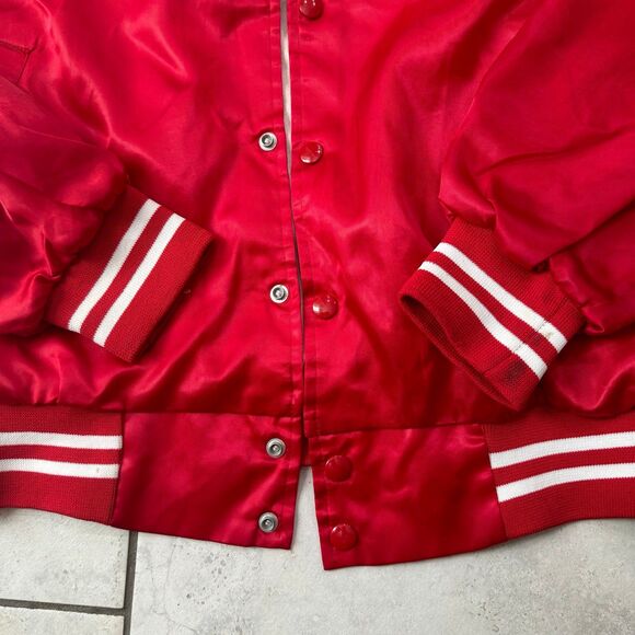 Vintage 80s Seneca Southern Streetwear Size L Spell Out Satin Bomber Jacket USA - Picture 6 of 7